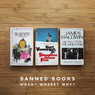 This week we celebrate banned books! Read below for some insight into the history and reasons for banning/challenging these three books. 📖😍❌🤓📚☠️

❌The Wonderful Wizard of Oz by L. Frank Baum
Banned by the Chicago Public Library in 1928, “arguing that the story was ungodly for ‘depicting women in strong leadership roles.” Banned by the Detroit public library in 1957, stating they had “no value for children of today.”

❌ Slaughterhouse Five by Kurt Vonnegut
Banned by Oakland County, Michigan public schools in 1972 and Missouri’s Republic High School in 2011. Slaughterhouse-Five was also the center of attention in 1973 when a school board president in North Dakota burned 32 copies of the novel in the school’s furnace in protest. Stated reasons include, “anti-American, anti-Christian, anti-Semitic, and just plain filthy.” 

Vonnegut’s brilliant response to these bans: “It is true that some of the characters speak coarsely. That is because people speak coarsely in real life. Especially soldiers and hardworking men speak coarsely, and even our most sheltered children know that. And we all know, too, that those words really don’t damage children much. They didn’t damage us when we were young. It was evil deeds and lying that hurt us.”

❌ Go Tell It On The Mountain by James Baldwin
Challenged in Hudson Falls, NY in 1994 and Prince William County, VA in 1988 for various reasons including “language, sexual themes, violence, and references to rape and degrading treatment of women.”

Baldwin said of his first novel, “Mountain is the book I had to write if I was ever going to write anything else.”

#bannedbooksweek 
#censorshipdividesus 
#readbannedbooks 
#expandyourmind
#wonderfulwizardofoz
#slaughterhousefive
#gotellitonthemountain