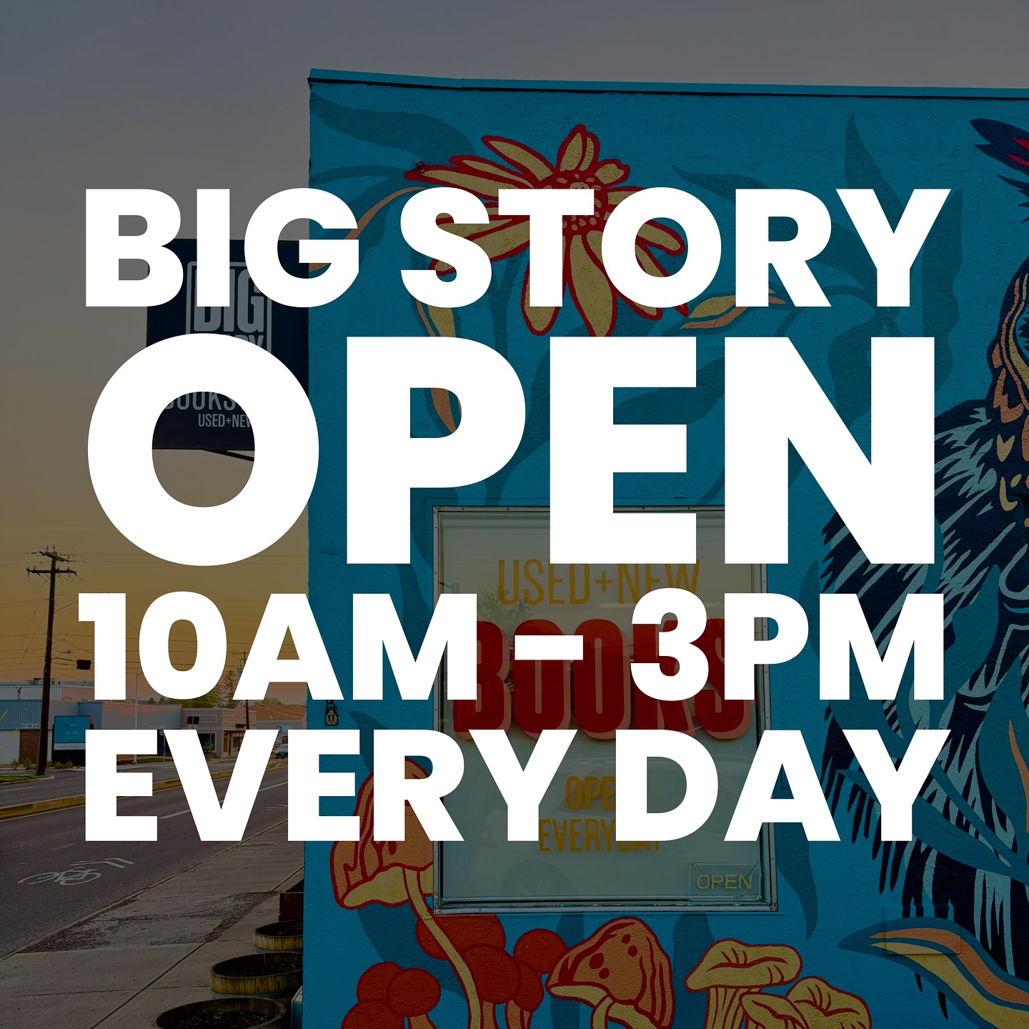 ✨ New Season, New Hours ✨
Our summer hours have come to an end, and we’re now back to our standard schedule:
📚 Big Story is OPEN every day, 10am – 3pm 📚
Swing by for used + new books, vinyl, and more. We can’t wait to see you in the shop! ❤️
#BigStoryBookstore #BendOregon #BookstoreLove #CentralOregonBooks #IndieBookstore #OpenEveryDay