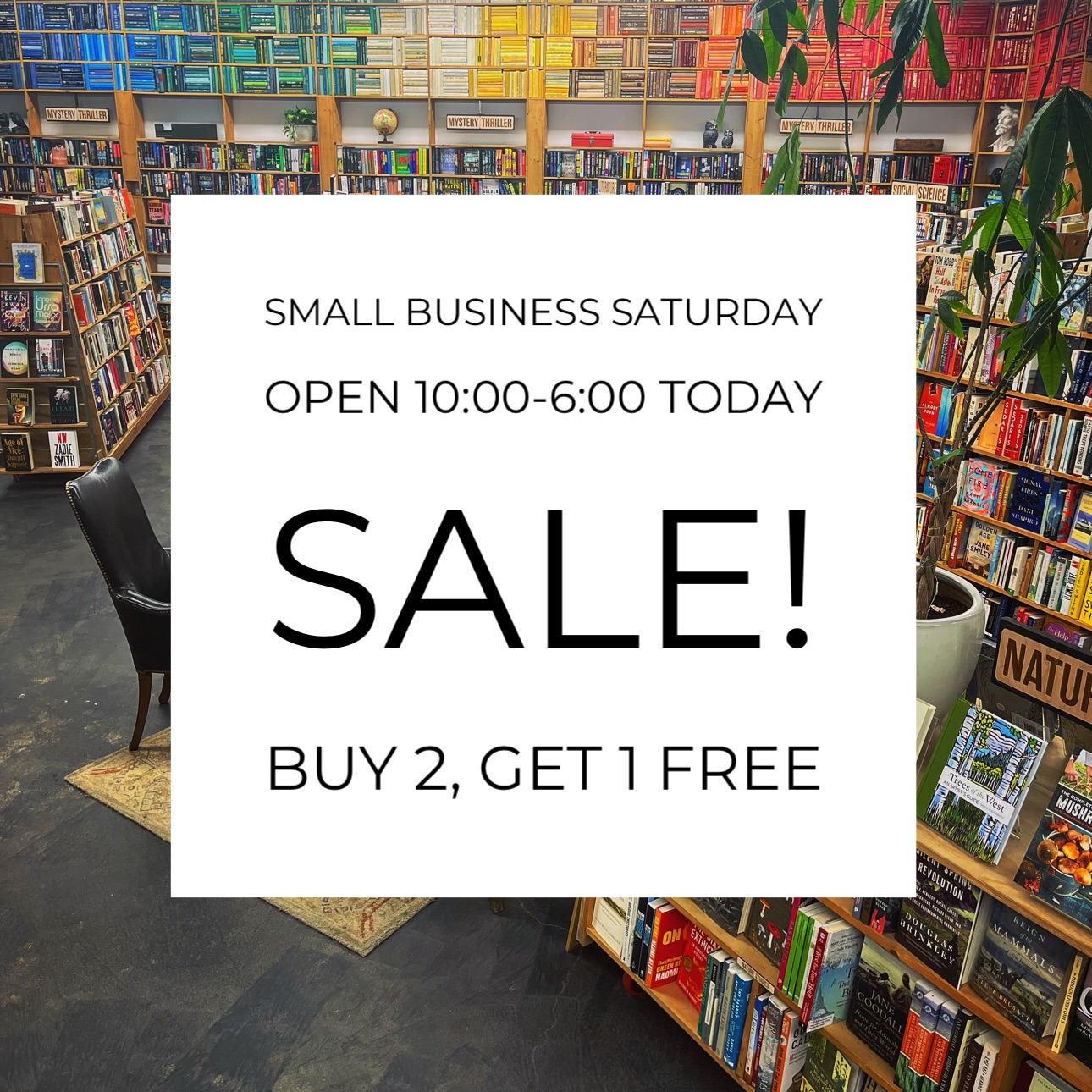 Small Business Saturday is HERE at Big Story 📚✨
We’re open 10–6 today and the shelves are stacked with thousands of thoughtfully curated books, movies, and vinyl.
BUY 2, GET 1 FREE — on ALL books, movies, vinyl, and merch — all day long.
🎁Treat yourself, finish your gift list, or just wander our rainbow aisles and discover something unexpected.
Thanks for showing up for Bend’s indie shops. We love this community and we love filling it with good stories. ❤️
#SmallBusinessSaturday #ShopSmallBend #BendOregon #BuyLocal #CentralOregon #IndieBookstore #Bookstagram #BooksOfInstagram #ReadersOfInstagram #ShopLocalBend