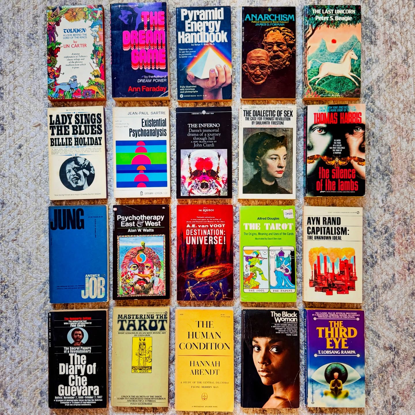 ⚡️Vintage Mass-Market Paperbacks!⚡️
From existentialism and anarchism to mysticism, psychology, tarot, and countercultural classics — these are the books that once fit in coat pockets, backpacks, and nightstands… and quietly rewired how people thought.
Highlights in this batch:
• Sartre on existential psychoanalysis
• Jung, Watts, and the inner life
• Hannah Arendt on the human condition
• Vintage Tarot guides + esoteric oddities
• Gonzo politics, revolution, and radical thought
• Beagle, Tolkien, and mythic imagination
• The occasional cult classic that still feels a little dangerous